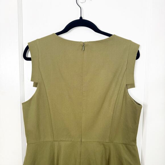 J. Crew Promotion Sheath Dress Asymmetrical Neckline Pencil Style Army Green 14 - Picture 9 of 10